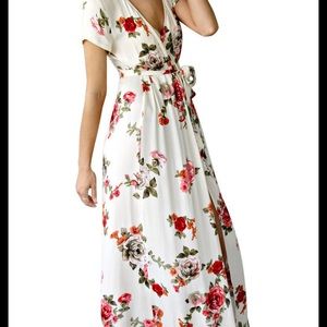 Vici by olivaceous maxi wrap dress white floral